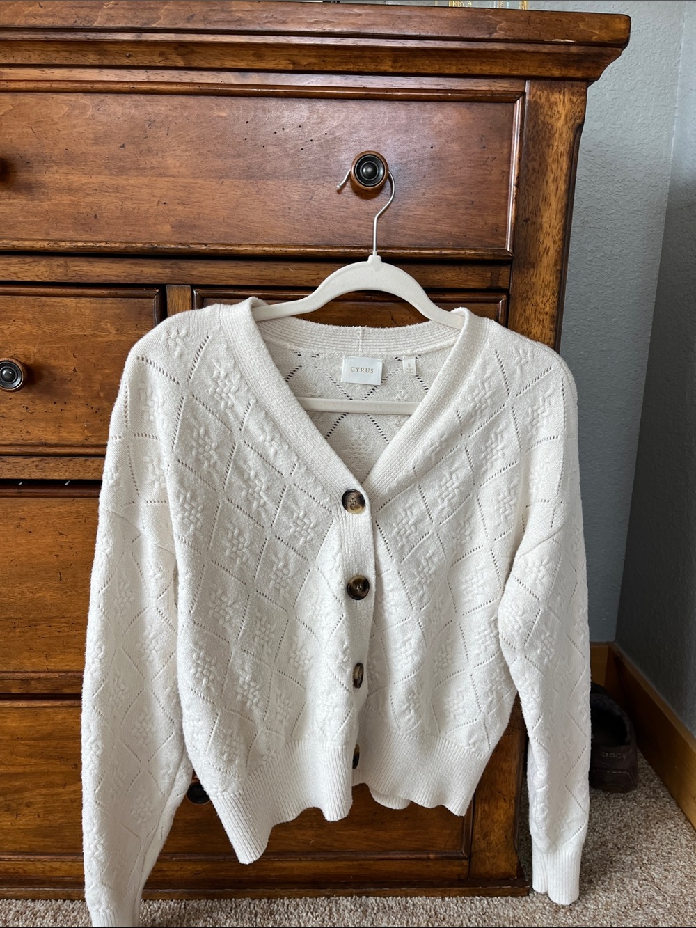 Cyrus Cream Knit Button-Front Cardigan size Small Great!